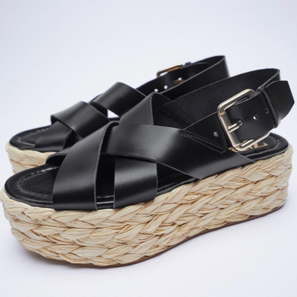 Zara leather wedges